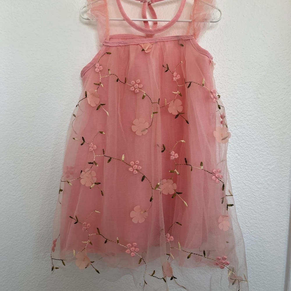 Pink Floral Embroidered Dress